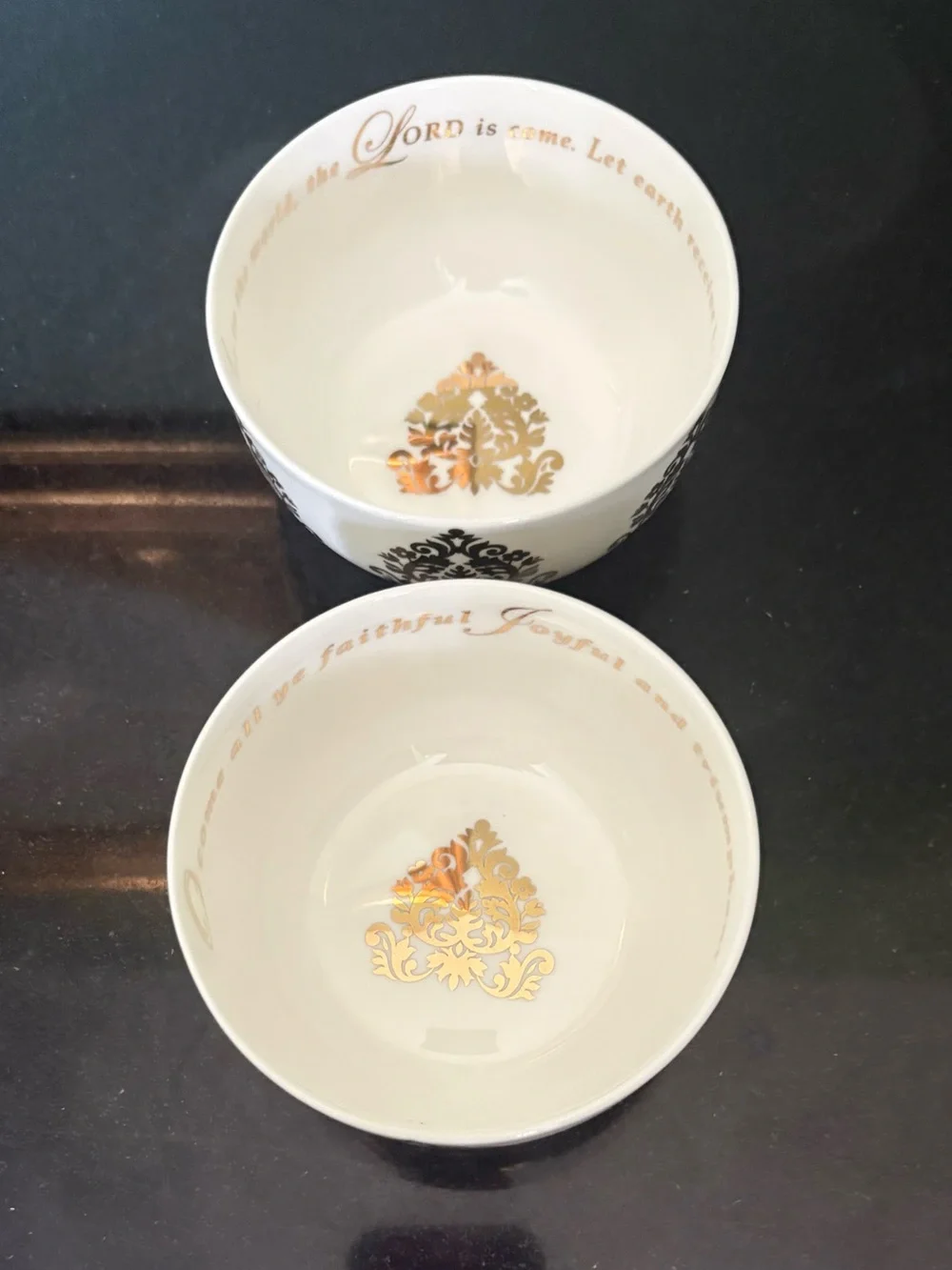 Cracker Barrel Season Of Glory 2 White Ceramic Bowls Gold Accents 4”Diameter